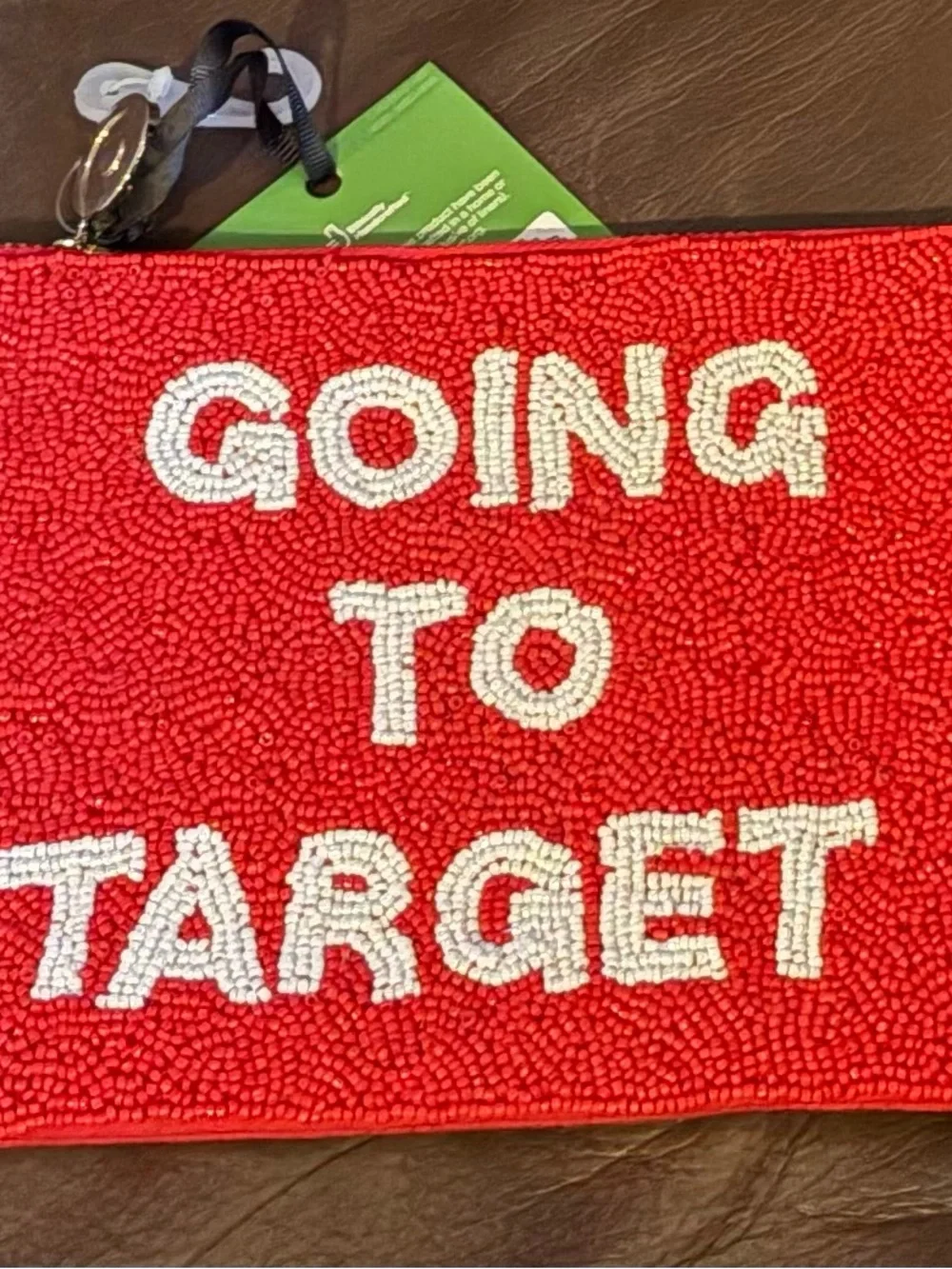 Kate Spade x Target Red Beaded 'GOING TO TARGET' Pouch